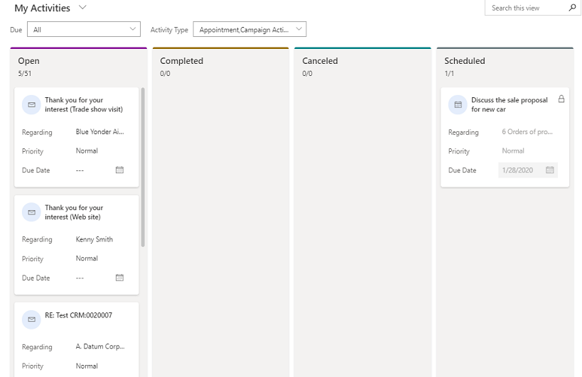 Displaying Activities dashboard in Microsoft CRM