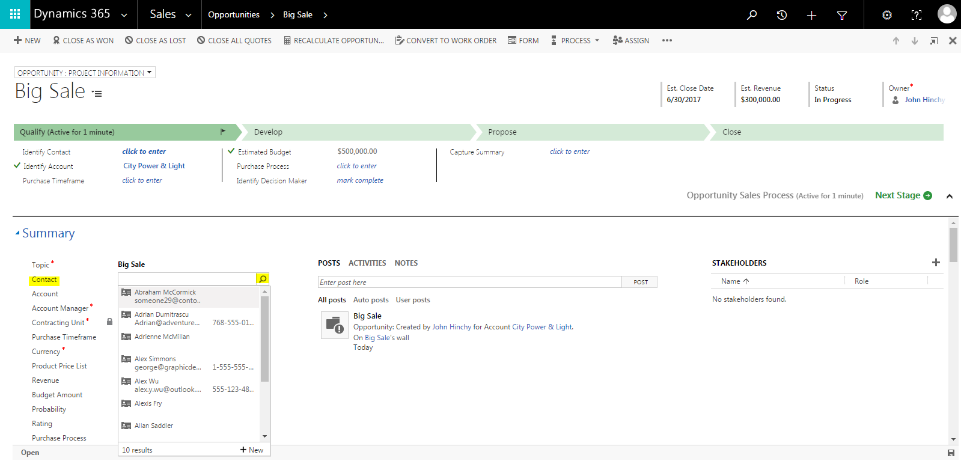 Dynamics 365 for Sales
