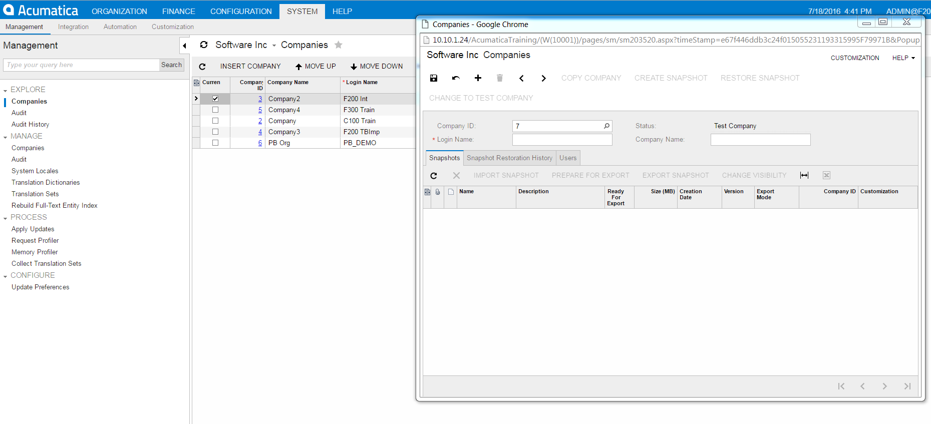 How to Create a Test Environment in Acumatica