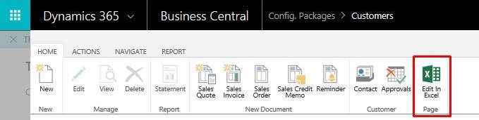 Edit in Excel in Microsoft Dynamics 365 Business Central