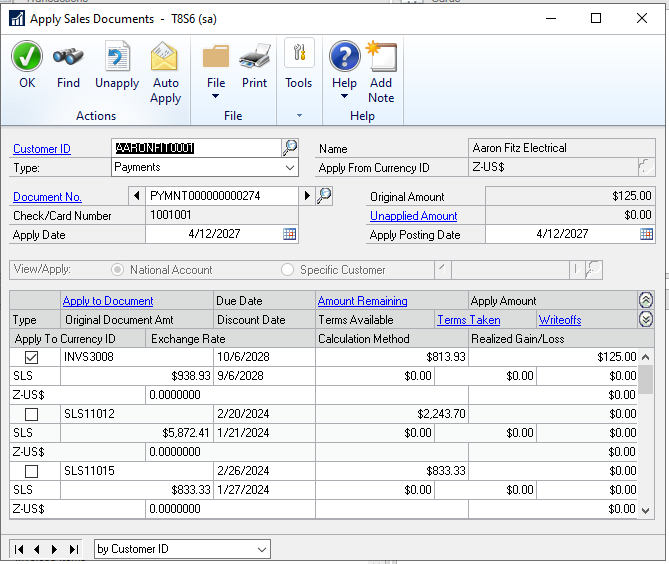 Show check or card number in Dynamics GP Sales Documents