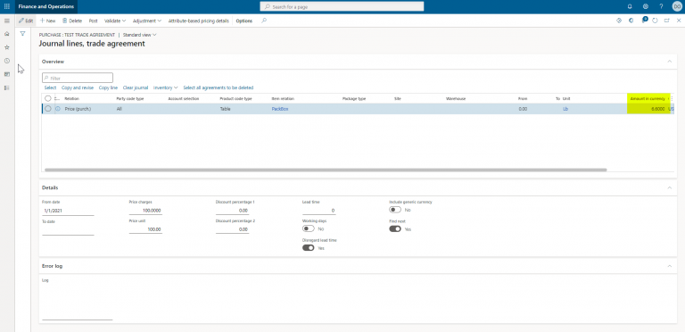Updating Multiple Trade Agreements in Microsoft Dynamics 365